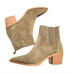 Franco Sarto Women's Sienne Green Suede‎ Pointed Toe Ankle Boots Size 8.5